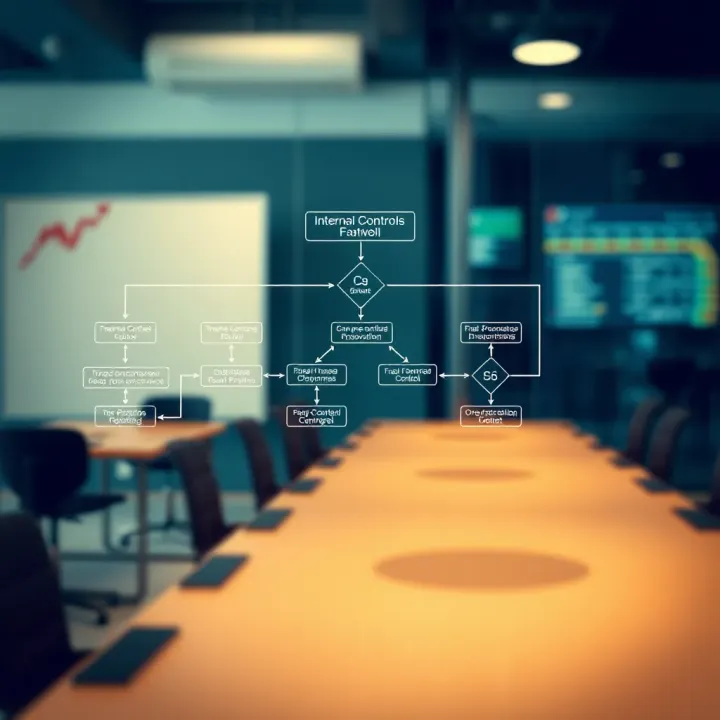 Flowchart showing interconnected internal controls and fraud prevention mechanisms in a corporate setting