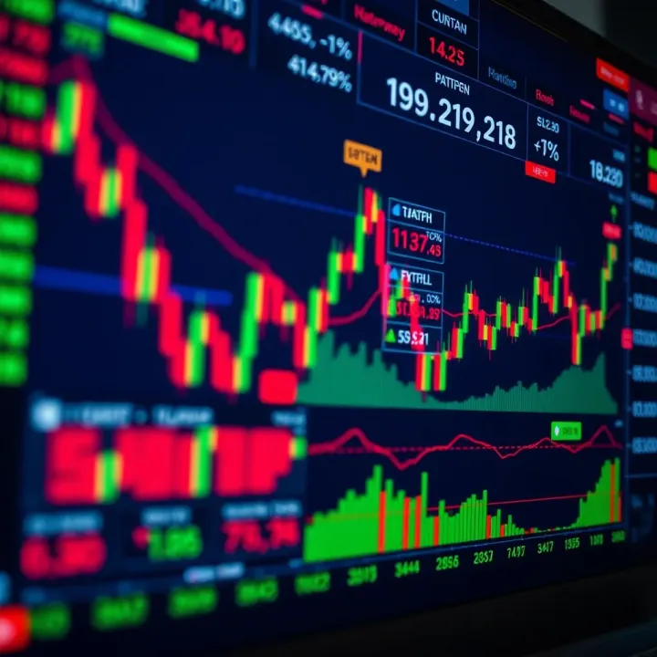 Forex trading platform interface showing currency charts and technical indicators