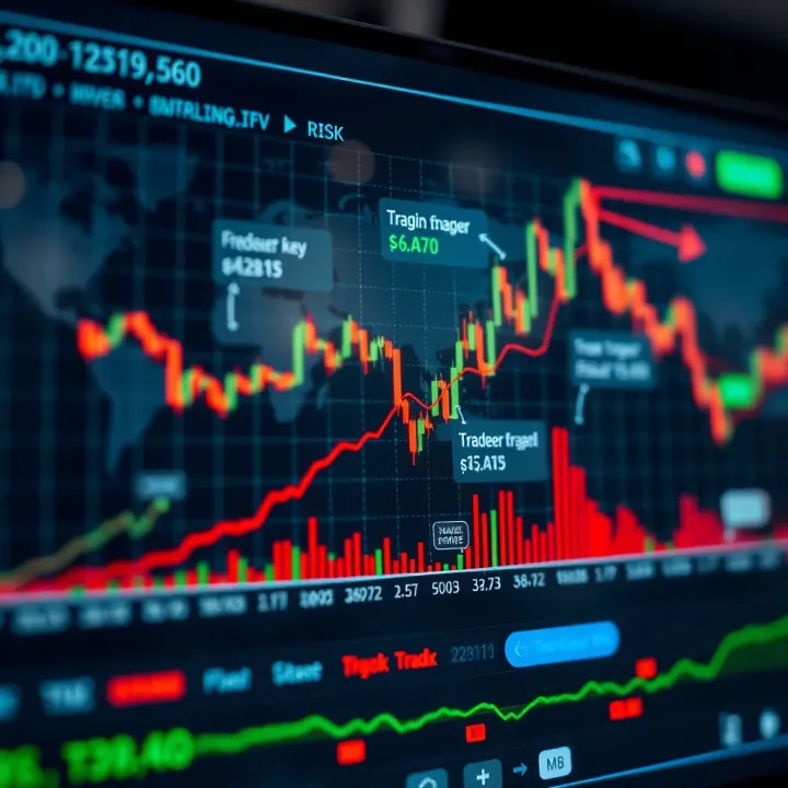 Graph showing upward trend in forex trading with annotations of key strategies and risk management