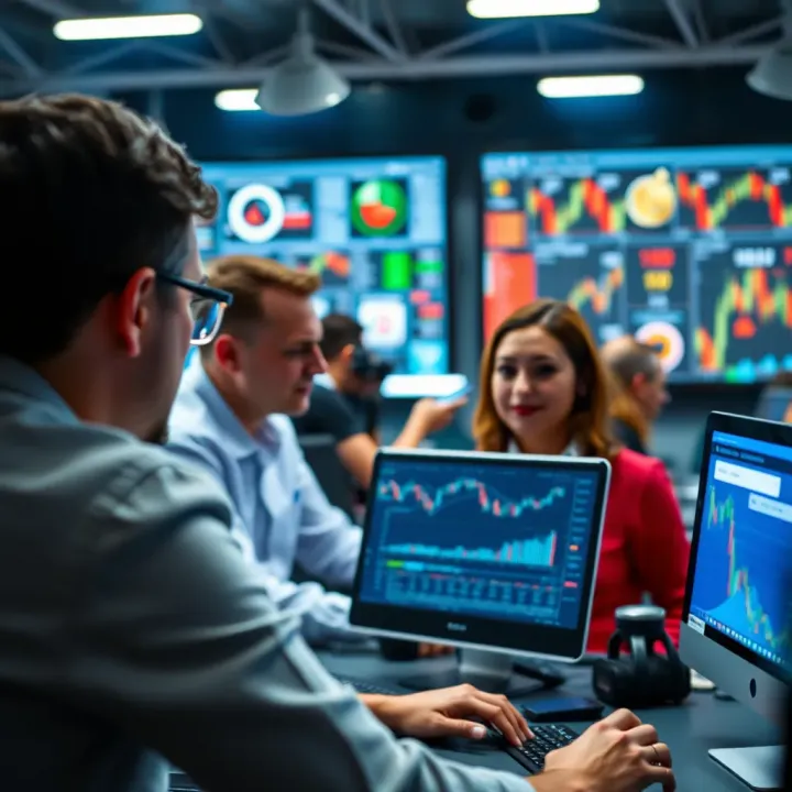 Depiction of various learning methods including online classes, webinars, and interactive trading simulations