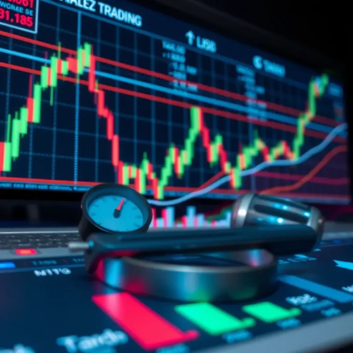 Illustration depicting a forex trading chart with currency symbols and analytical tools