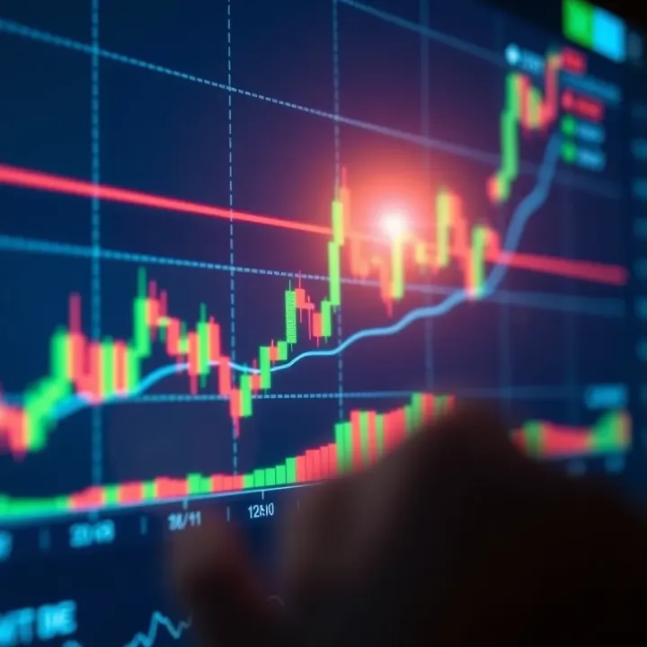 Chart displaying forex currency pair trends with technical indicators