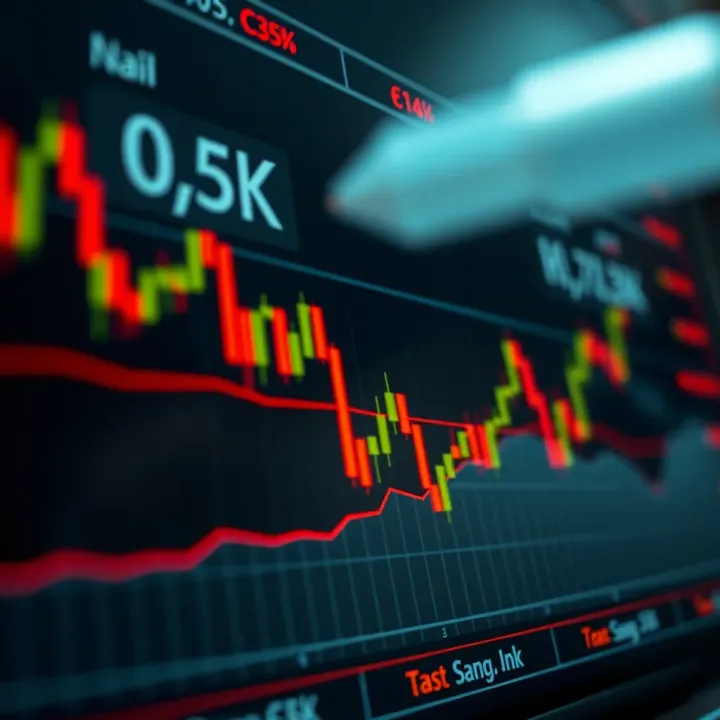 Diagram showing currency pair exchange rates fluctuating on a forex trading chart