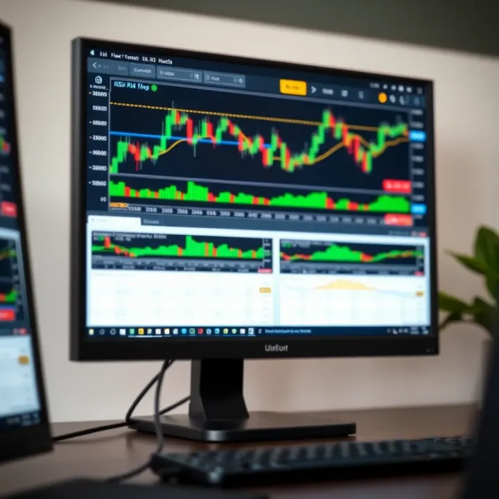 Computer screen displaying forex trading charts and graphs with a focus on risk management strategies