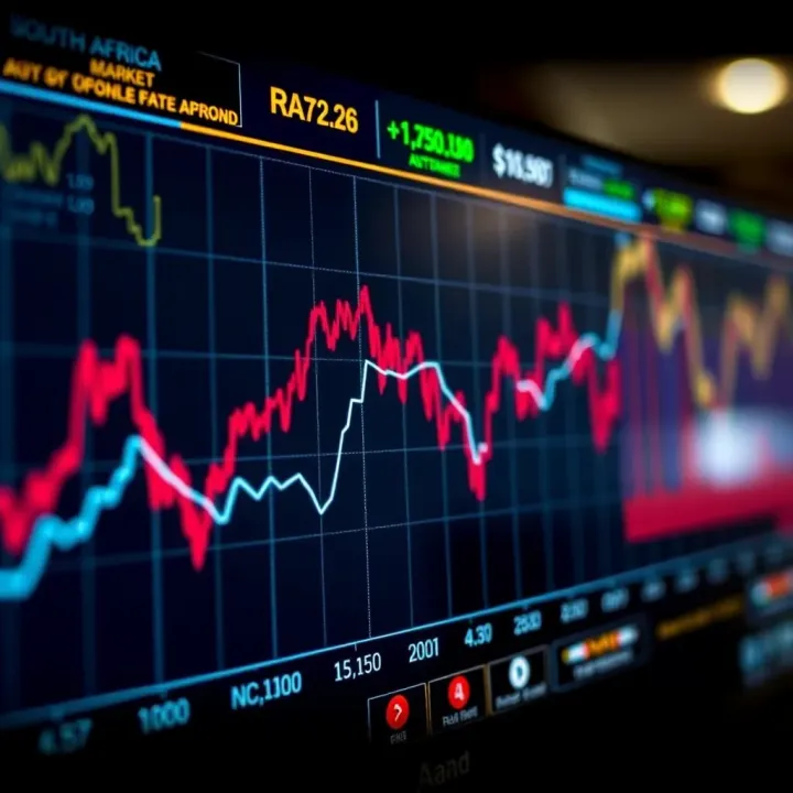Graph showing fluctuations in the South African forex market with Rand currency symbols
