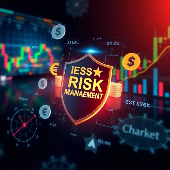 Illustration of risk management concepts with shield and currency symbols