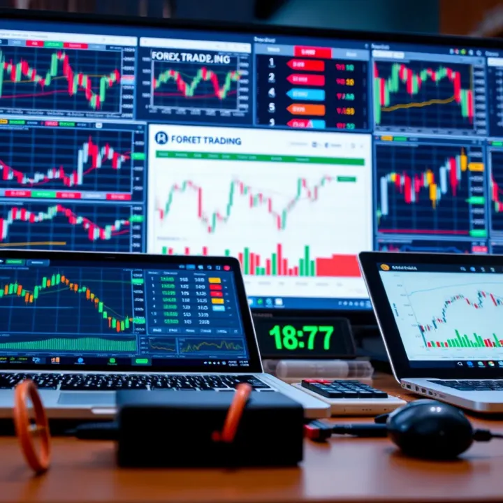 Collection of forex trading tools including graphs, calculators, and trading platform interface
