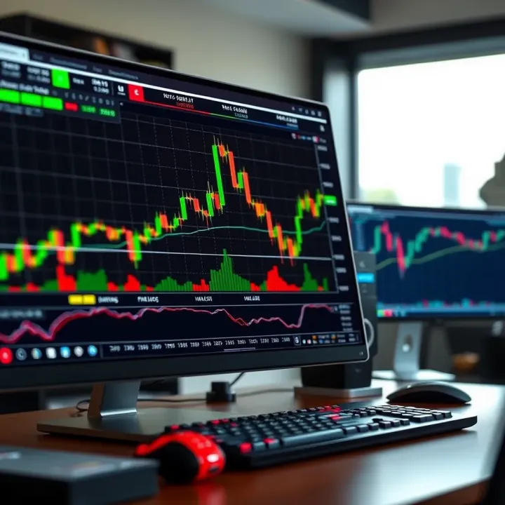 No-Cost Forex Trading Platform Interface with Market Data Computer screen displaying a forex trading platform with charts and currency pairs