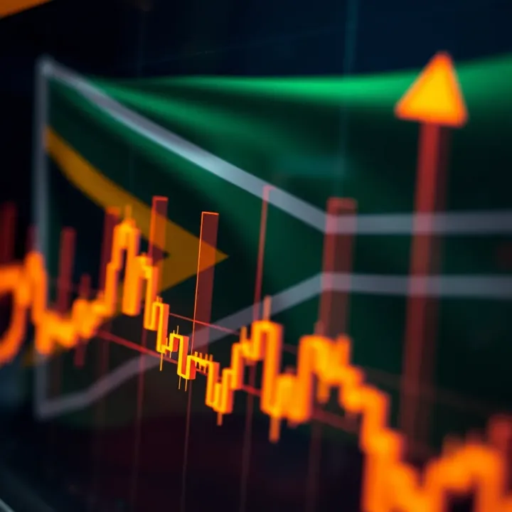 Graph showing upward forex trading trends with South African flag in the background