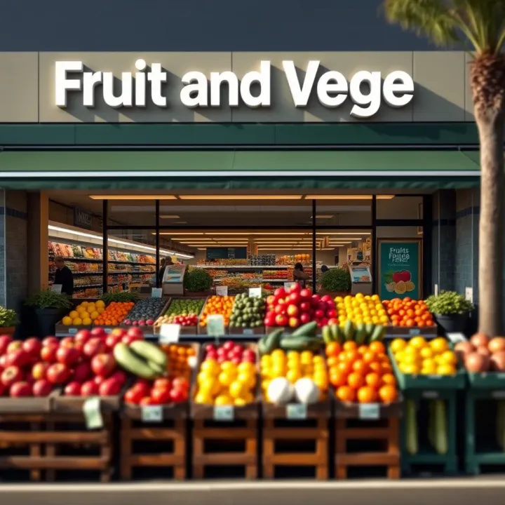 Exterior view of Fruit and Veg Park Meadows store with fresh produce displayed outside