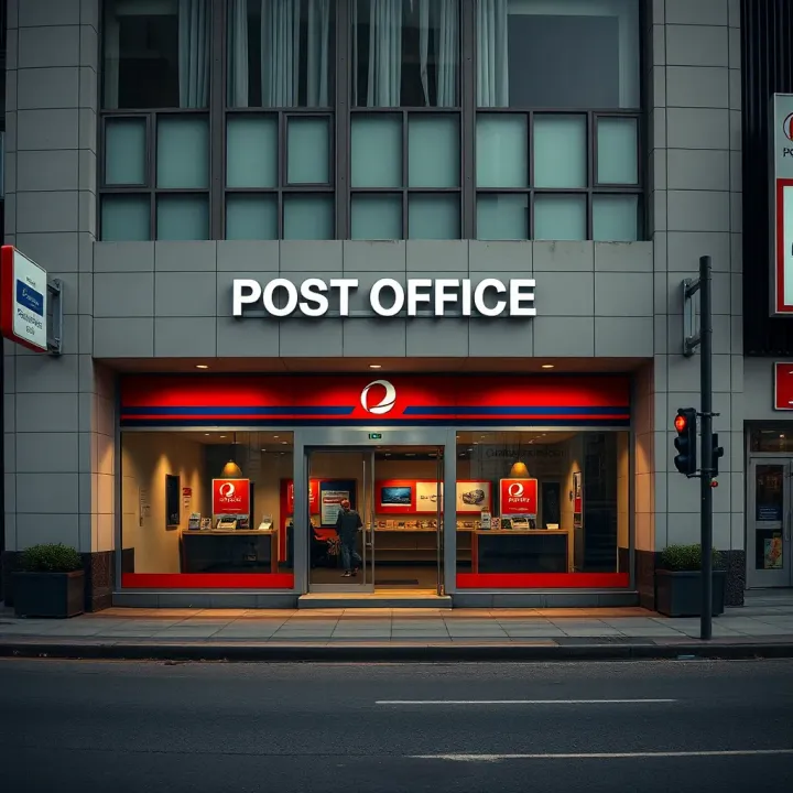 Exterior view of a Highveld post office building during daytime showing the entrance and service windows