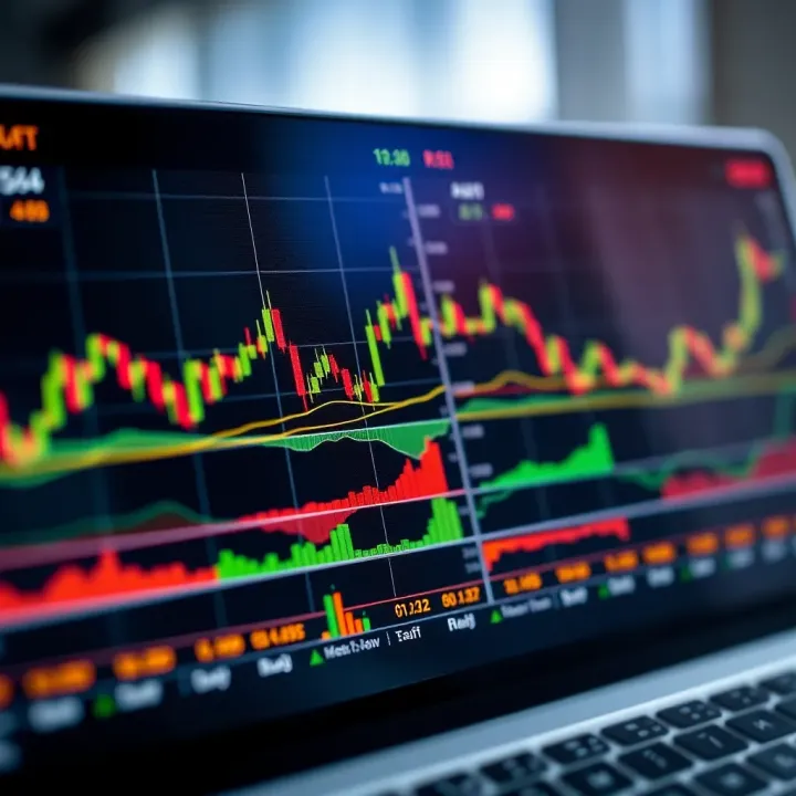 Dashboard displaying technical indicators such as moving averages, RSI, and volume for evaluating stock suitability