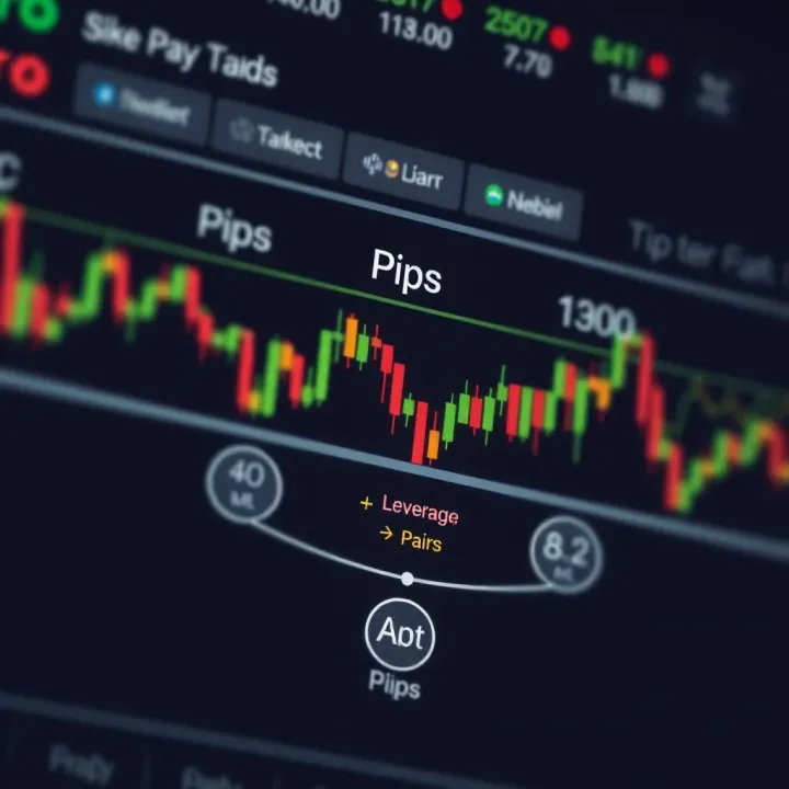 Diagram illustrating key forex trading concepts such as pips, leverage, and trading pairs