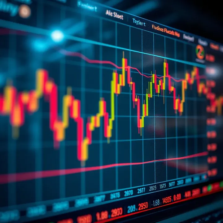 Graph showing fluctuating currency exchange rates in forex market