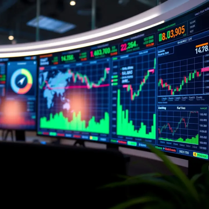 Digital dashboard displaying risk mitigation strategies and compliance status for a corporate setting