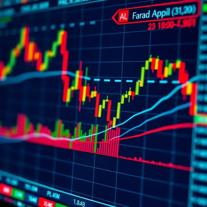 Technical indicators combined with Fibonacci extension levels on a forex trading chart