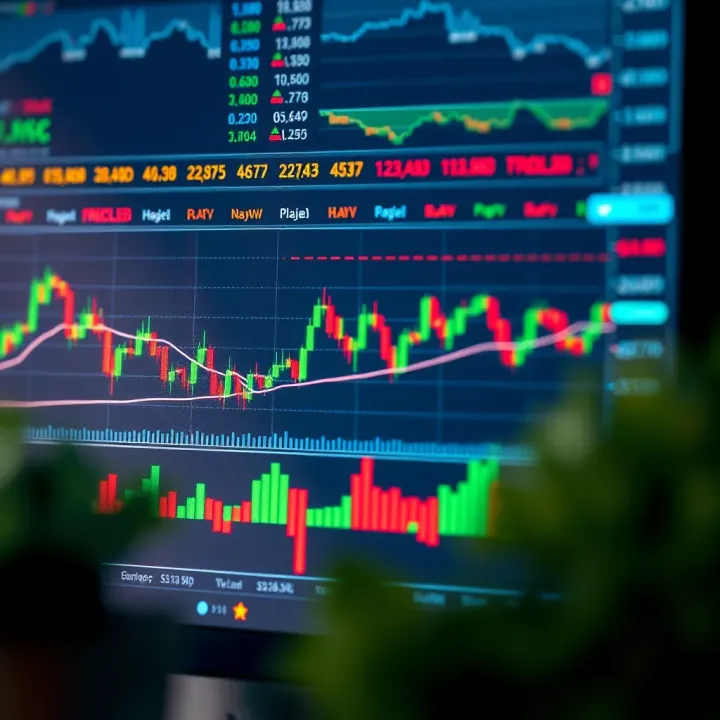 Chart illustrating rapid forex price fluctuations with technical indicators