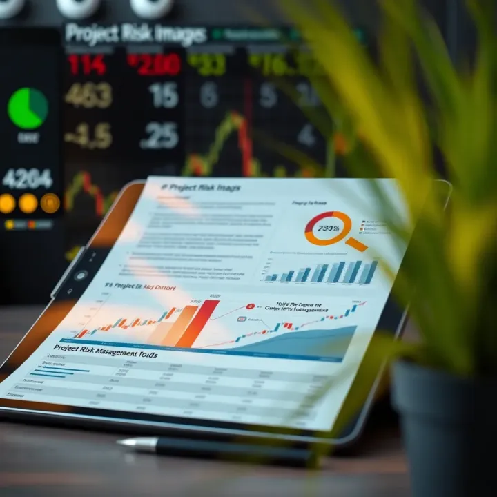 Collection of project risk management templates and resources displayed on a digital tablet