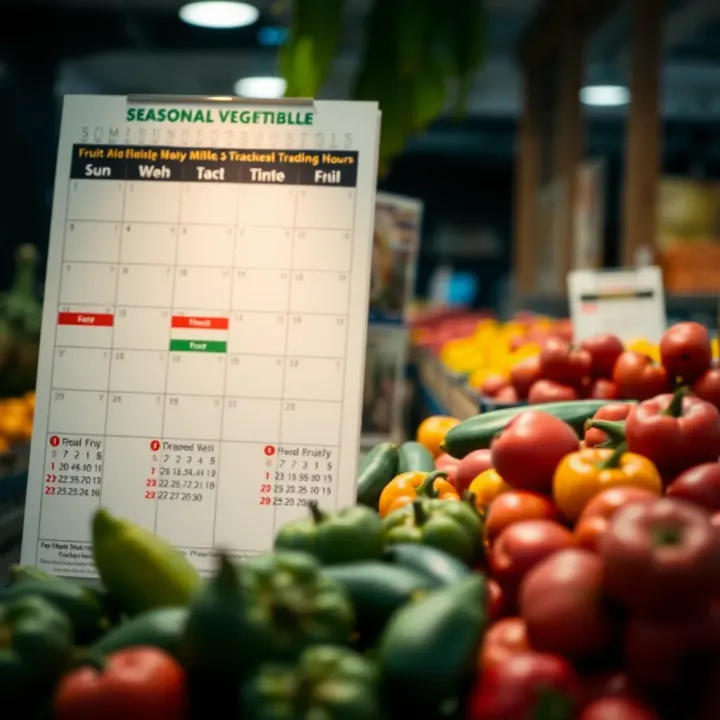 A calendar showing seasonal variations in fruit and vegetable availability for Somerset West
