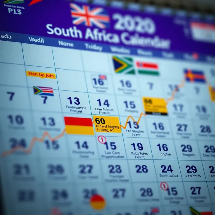Calendar marked with important economic dates and events relevant to South Africa's financial market