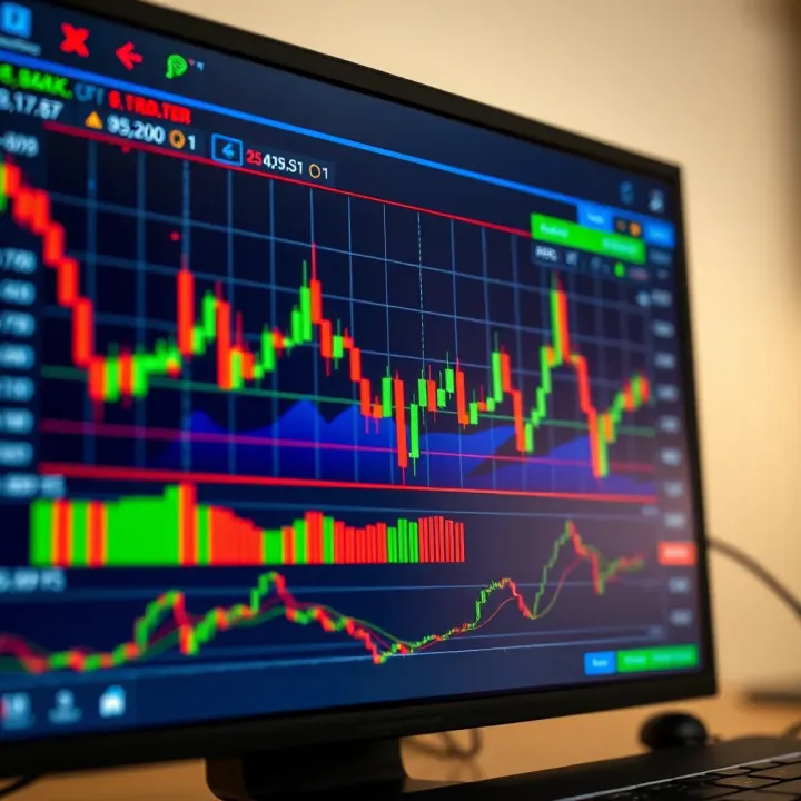 Trading platform interface showing currency pairs and market charts