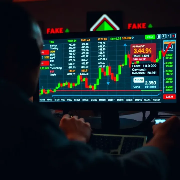 Visual representation of common forex trading scams including fake brokers and phishing schemes