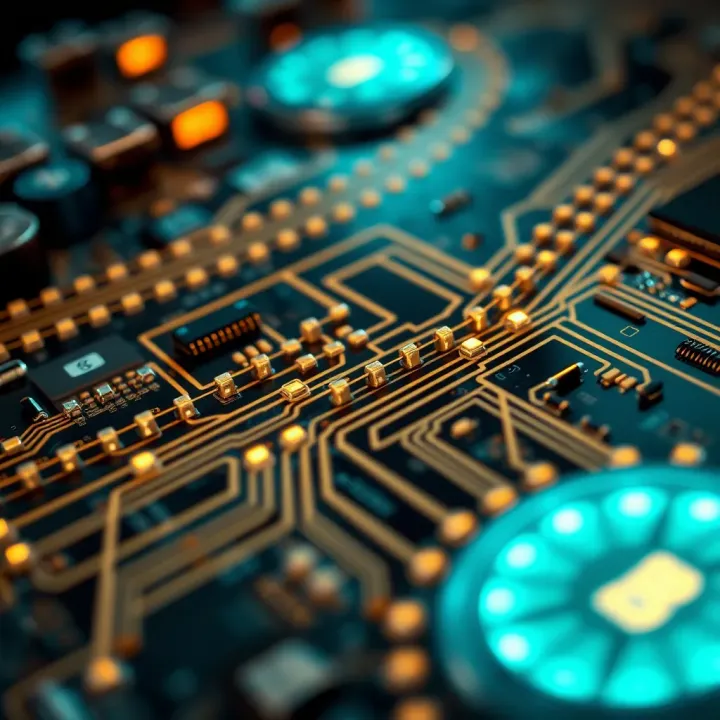 Illustration of computer circuitry demonstrating data flow through bits and bytes