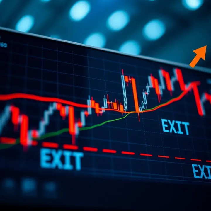 Graph showing rapid price movement in financial trading with highlighted entry and exit points