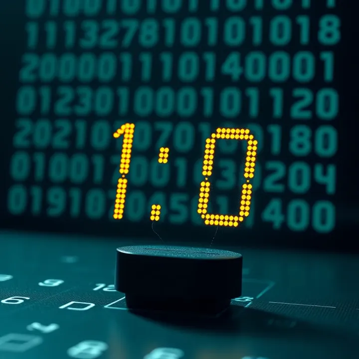 Illustration showing the binary digits representing the decimal value of four