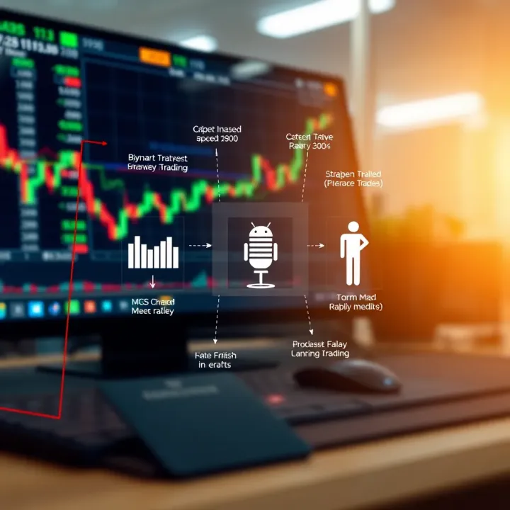 Diagram showing components of automated binary options trading software with financial market charts