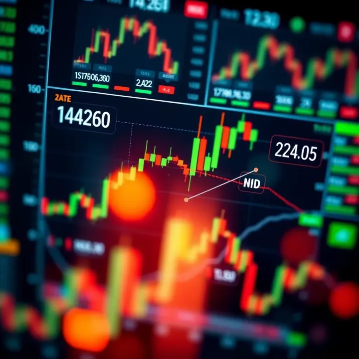 Diagram illustrating the concept of binary trading with a focus on digital charts and financial symbols