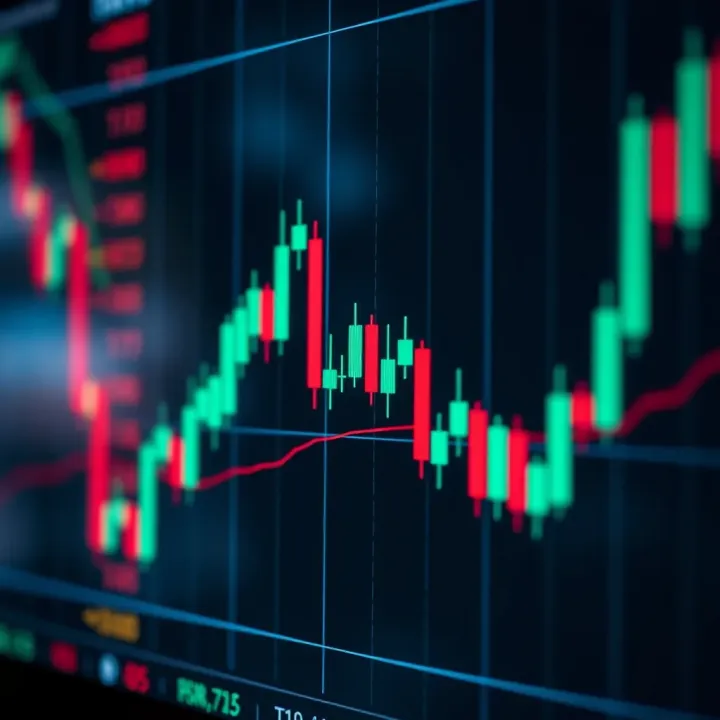 Forex candlestick chart showing bullish and bearish patterns