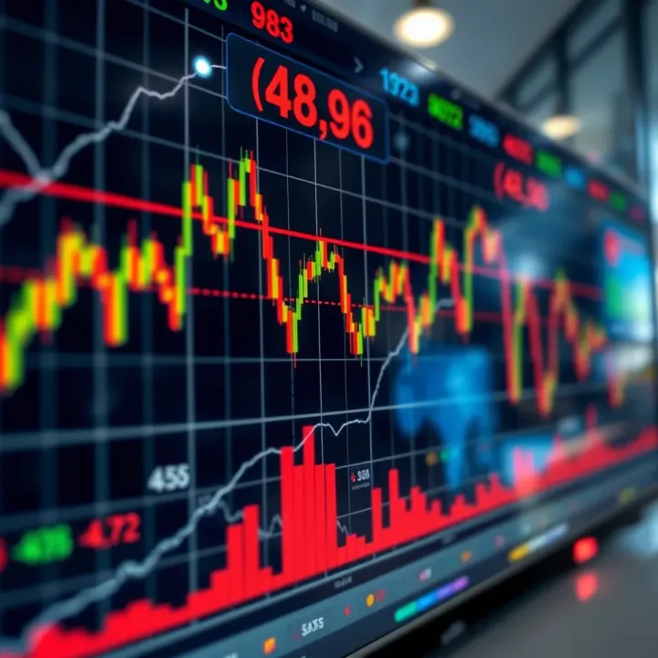 Graph showing sharp fluctuations in currency exchange rates illustrating forex market volatility
