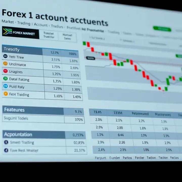 Chart displaying different types of forex trading accounts and their features