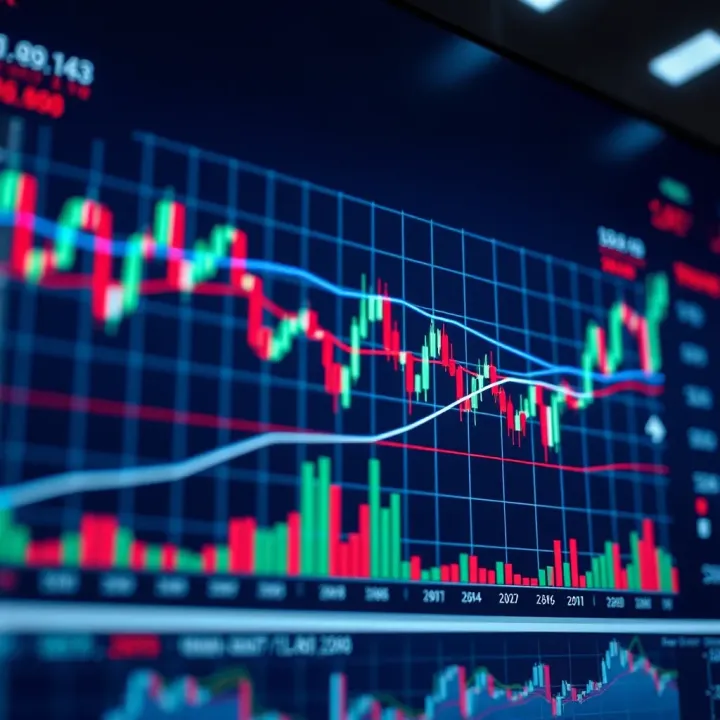 Graph illustrating automated forex trading strategies with currency charts and algorithmic data