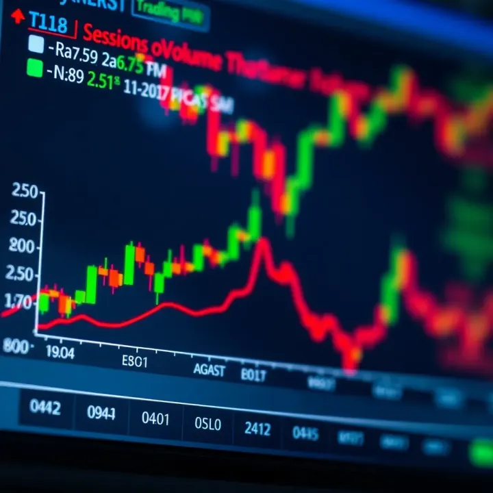 Graph showing overlapping forex trading sessions with increased trading volume and market volatility