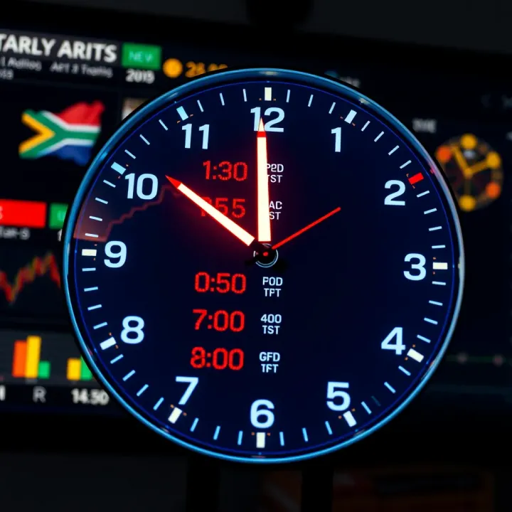 Global forex market clock highlighting major trading session times relevant to South African traders