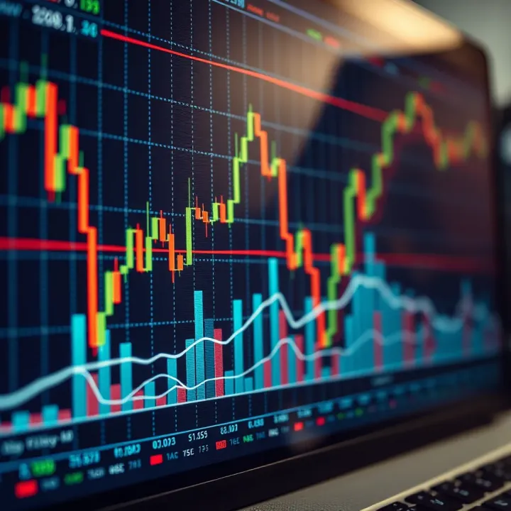 Graph displaying currency pair trends with highlighted forex trading signals on a digital chart