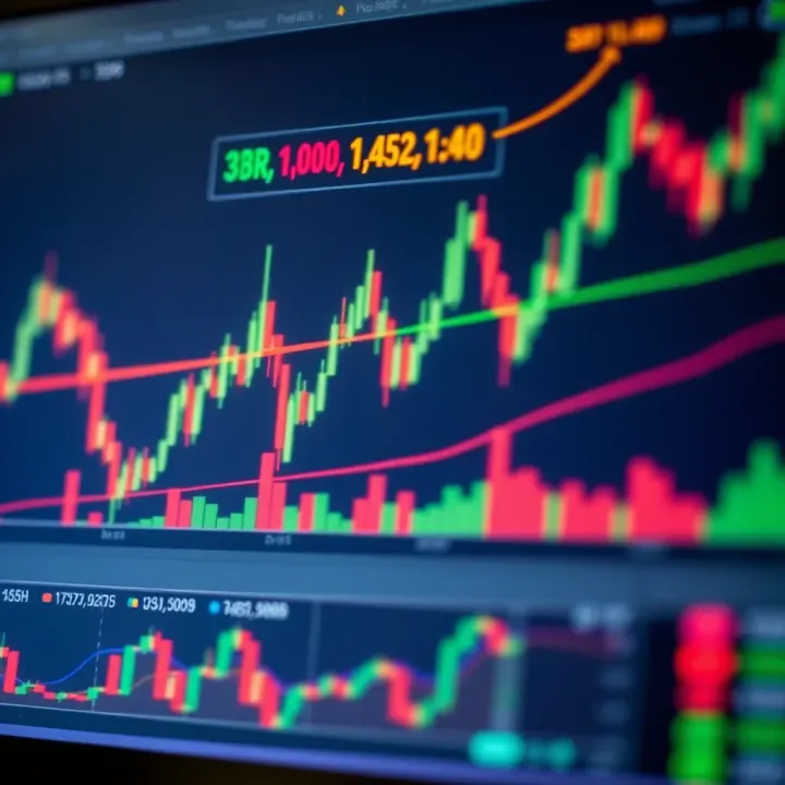 Graph showing currency pair trends with technical indicators and trading signals