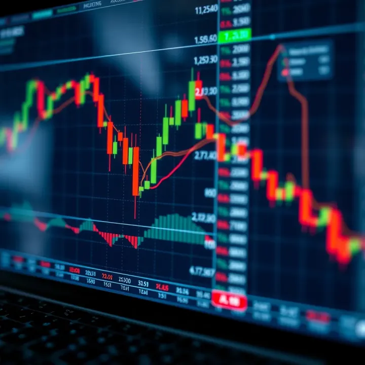 Illustration of forex trading charts and currency pairs with key terminology labels