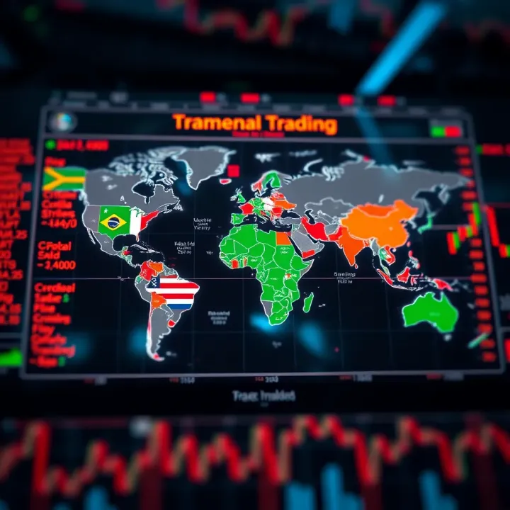 World map highlighting major currency pairs used in global forex trading