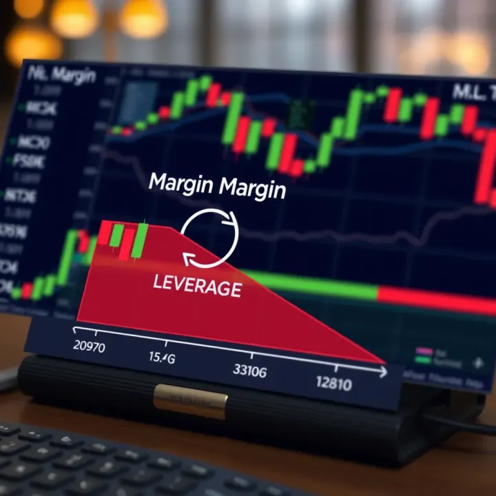 Diagram illustrating the concept of margin and leverage in forex trading showing the relationship between margin, leverage, and trade size