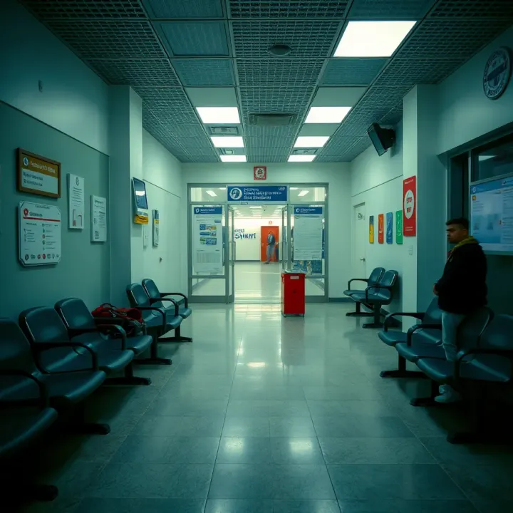 Waiting area inside Xavier Junction Licence Department with seats and information boards